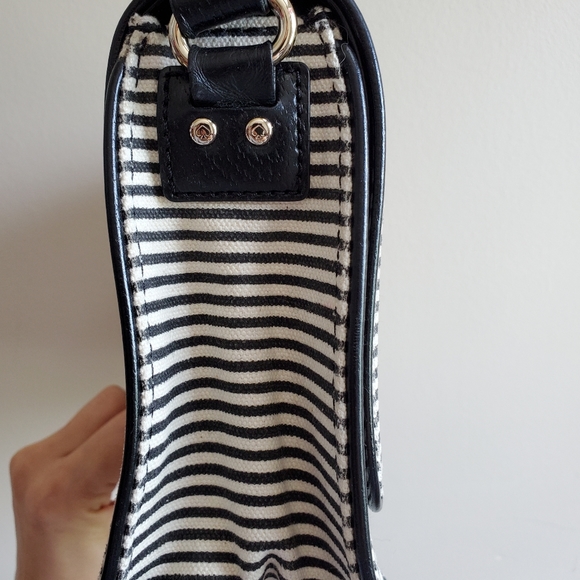 Vintage Kate Spade Striped black and white Canvas Crossbody Bag RARE - Picture 6 of 16